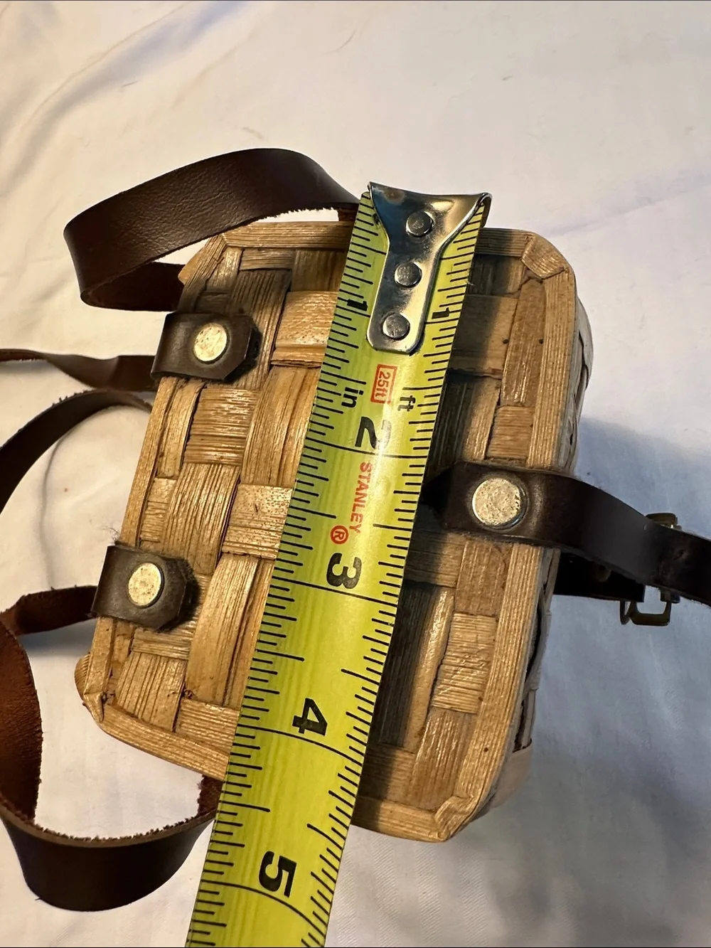 Woven Straw Crossbody Bag with Brown Leather Strap